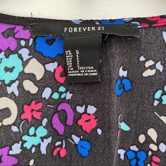 Forever 21 Women’s Long Sleeve Small Floral Black Colorful Romper - Picture 2 of 5